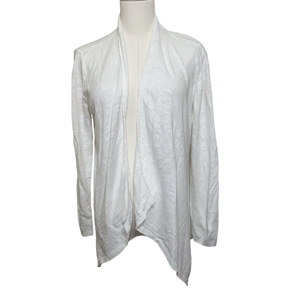 Eileen Fisher Linen cotton blend cardigan sweater white women's size Medium